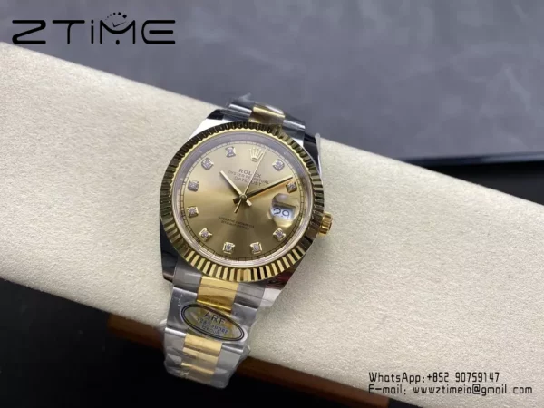 Rolex DateJust 126333-0011 41mm ARF 1:1 Best Edition YG Diamonds Dial on Oyster Bracelet  (Tungsten Heavy Versio) - Super Clone Watch | 1:1 Best Version
