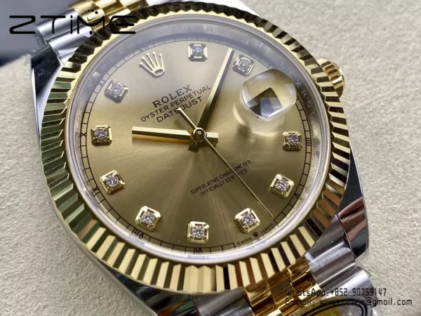 Rolex DateJust 126333-0012 41mm ARF 1:1 Best Edition YG Diamonds Dial on Jubilee Bracelet (Tungsten Heavy Versio) - Super Clone Watch | 1:1 Best Version