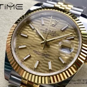 Rolex DateJust 126333-0012 41mm ARF 1:1 Best Edition YG Textured Stick Dial on Jubilee Bracelet (Tungsten Heavy Versio) - Super Clone Watch | 1:1 Best Version