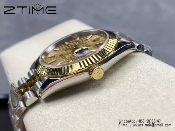 Rolex DateJust 126333-0012 41mm ARF 1:1 Best Edition YG Textured Stick Dial on Jubilee Bracelet (Tungsten Heavy Versio) - Super Clone Watch | 1:1 Best Version