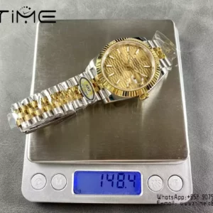 Rolex DateJust 126333-0012 41mm ARF 1:1 Best Edition YG Textured Stick Dial on Jubilee Bracelet (Tungsten Heavy Versio) - Super Clone Watch | 1:1 Best Version