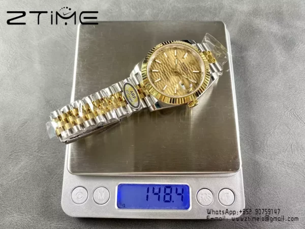 Rolex DateJust 126333-0012 41mm ARF 1:1 Best Edition YG Textured Stick Dial on Jubilee Bracelet (Tungsten Heavy Versio) - Super Clone Watch | 1:1 Best Version