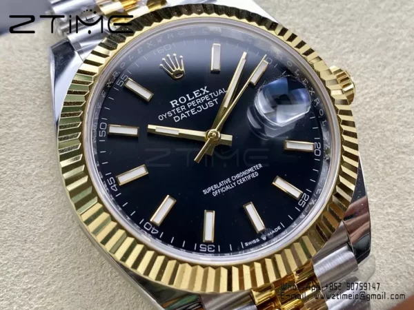 Rolex DateJust 126333-0013 41mm ARF 1:1 Best Edition Black Stick Dial on Jubilee Bracelet (Tungsten Heavy Versio) - Super Clone Watch | 1:1 Best Version