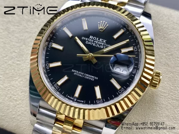 Rolex DateJust 126333-0013 41mm ARF 1:1 Best Edition Black Stick Dial on Jubilee Bracelet (Tungsten Heavy Versio) - Super Clone Watch | 1:1 Best Version