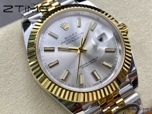 Rolex DateJust 126333-0016 41mm ARF 1:1 Best Edition Silver Stick Dial on Jubilee Bracelet (Tungsten Heavy Versio) - Super Clone Watch | 1:1 Best Version