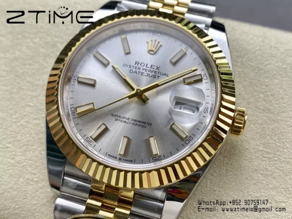 Rolex DateJust 126333-0016 41mm ARF 1:1 Best Edition Silver Stick Dial on Jubilee Bracelet (Tungsten Heavy Versio) - Super Clone Watch | 1:1 Best Version