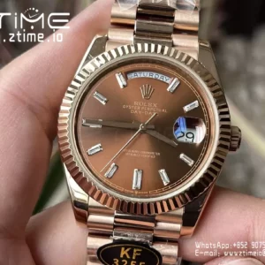 Rolex Day Date 40 RG 228235 KF 1:1 Best Edition Brown Crystal Dial  (Gain Weight) - Super Clone Watch | 1:1 Best Version