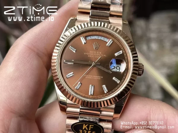 Rolex Day Date 40 RG 228235 KF 1:1 Best Edition Brown Crystal Dial  (Gain Weight) - Super Clone Watch | 1:1 Best Version