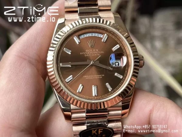 Rolex Day Date 40 RG 228235 KF 1:1 Best Edition Brown Crystal Dial  (Gain Weight) - Super Clone Watch | 1:1 Best Version