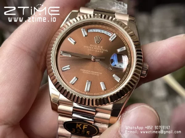Rolex Day Date 40 RG 228235 KF 1:1 Best Edition Brown Crystal Dial  (Gain Weight) - Super Clone Watch | 1:1 Best Version