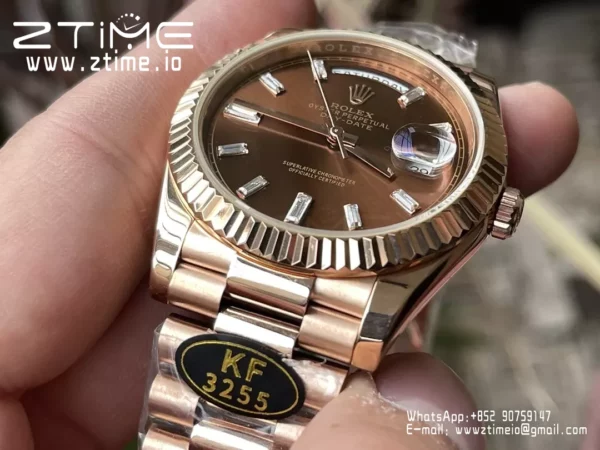 Rolex Day Date 40 RG 228235 KF 1:1 Best Edition Brown Crystal Dial  (Gain Weight) - Super Clone Watch | 1:1 Best Version