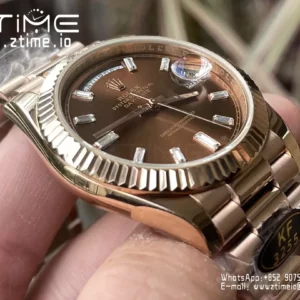 Rolex Day Date 40 RG 228235 KF 1:1 Best Edition Brown Crystal Dial  (Gain Weight) - Super Clone Watch | 1:1 Best Version