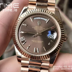 Rolex Day Date 40 RG 228235 KF 1:1 Best Edition Brown Roman Dial  (Gain Weight) - Super Clone Watch | 1:1 Best Version