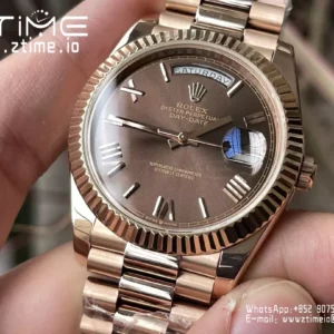 Rolex Day Date 40 RG 228235 KF 1:1 Best Edition Brown Roman Dial  (Gain Weight) - Super Clone Watch | 1:1 Best Version