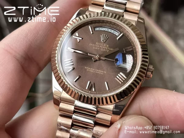 Rolex Day Date 40 RG 228235 KF 1:1 Best Edition Brown Roman Dial  (Gain Weight) - Super Clone Watch | 1:1 Best Version