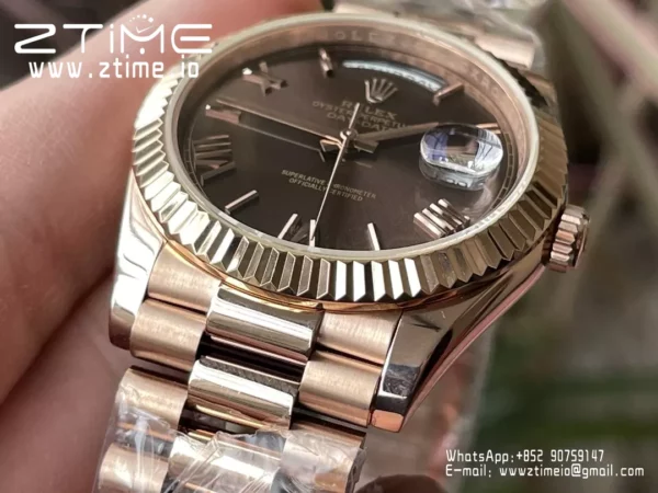 Rolex Day Date 40 RG 228235 KF 1:1 Best Edition Brown Roman Dial  (Gain Weight) - Super Clone Watch | 1:1 Best Version