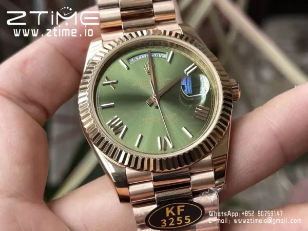 Rolex Day Date 40 RG 228235 KF 1:1 Best Edition Green Roman Dial  (Gain Weight) - Super Clone Watch | 1:1 Best Version