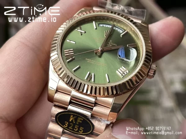 Rolex Day Date 40 RG 228235 KF 1:1 Best Edition Green Roman Dial  (Gain Weight) - Super Clone Watch | 1:1 Best Version