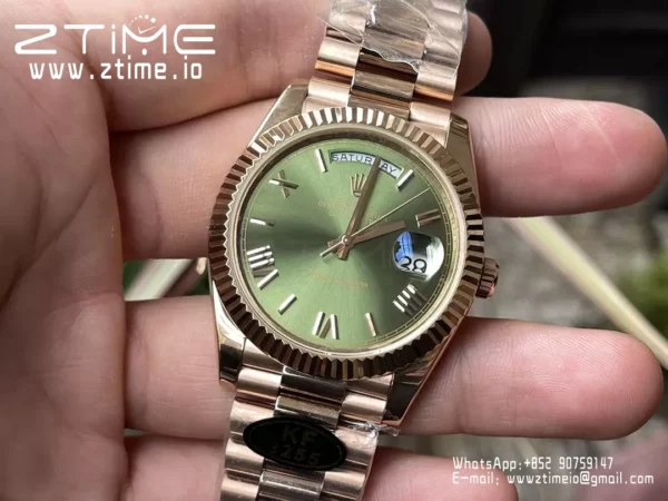 Rolex Day Date 40 RG 228235 KF 1:1 Best Edition Green Roman Dial  (Gain Weight) - Super Clone Watch | 1:1 Best Version