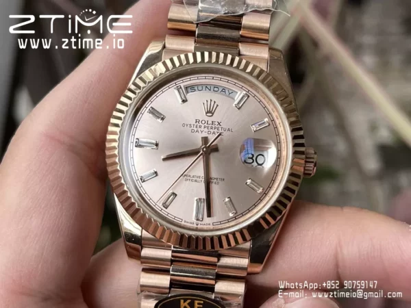 Rolex Day Date 40 RG 228235 KF 1:1 Best Edition RG Crystal Dial (Gain Weight) - Super Clone Watch | 1:1 Best Version