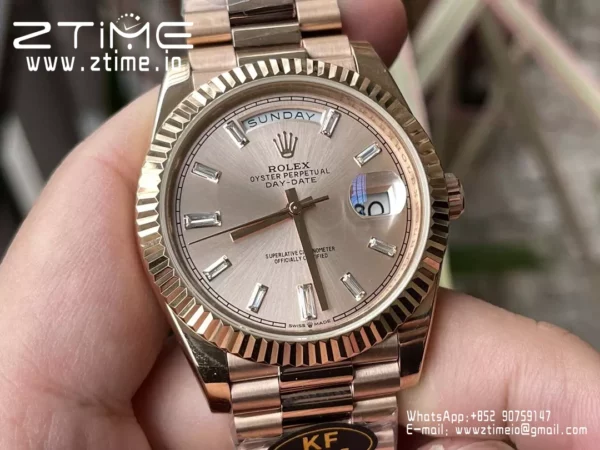 Rolex Day Date 40 RG 228235 KF 1:1 Best Edition RG Crystal Dial (Gain Weight) - Super Clone Watch | 1:1 Best Version