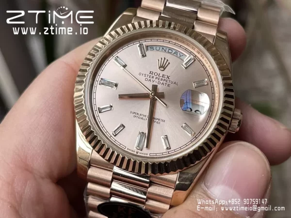 Rolex Day Date 40 RG 228235 KF 1:1 Best Edition RG Crystal Dial (Gain Weight) - Super Clone Watch | 1:1 Best Version