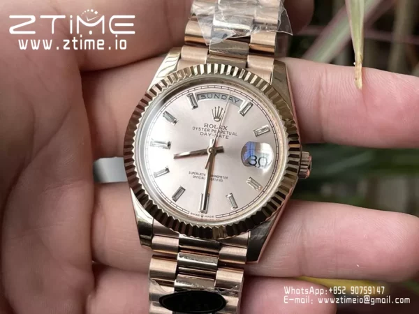 Rolex Day Date 40 RG 228235 KF 1:1 Best Edition RG Crystal Dial (Gain Weight) - Super Clone Watch | 1:1 Best Version
