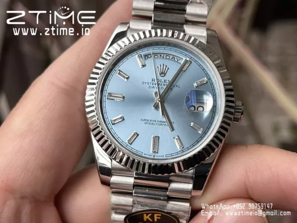 Rolex Day Date 40 SS 228236 KF 1:1 Best Edition Ice Blue Crystal Dial(Gain Weight) - Super Clone Watch | 1:1 Best Version