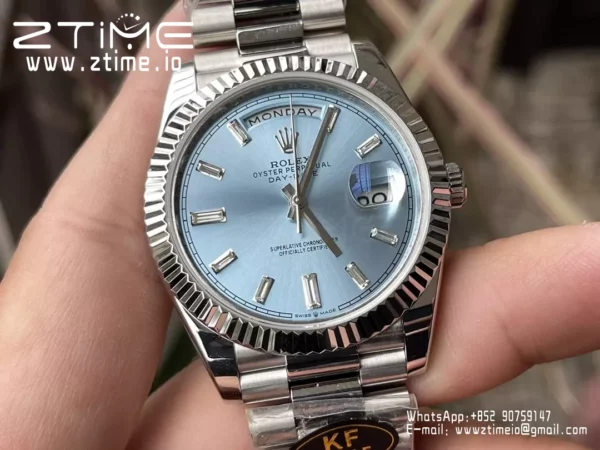 Rolex Day Date 40 SS 228236 KF 1:1 Best Edition Ice Blue Crystal Dial(Gain Weight) - Super Clone Watch | 1:1 Best Version