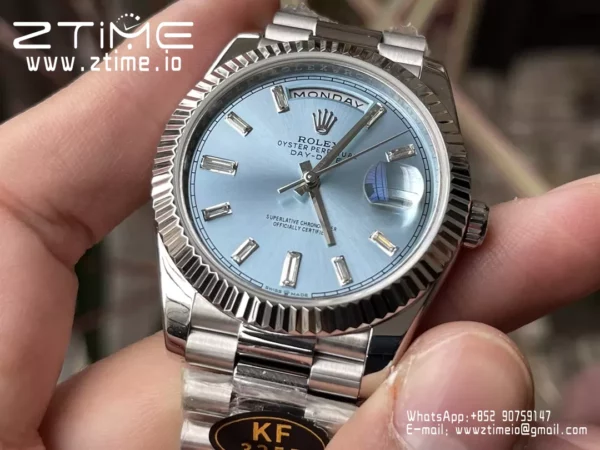 Rolex Day Date 40 SS 228236 KF 1:1 Best Edition Ice Blue Crystal Dial(Gain Weight) - Super Clone Watch | 1:1 Best Version