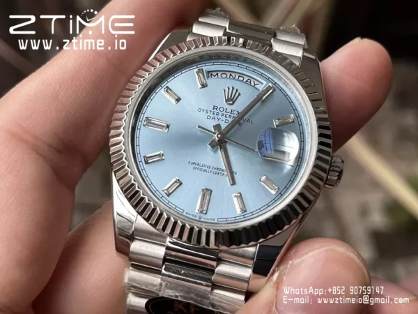 Rolex Day Date 40 SS 228236 KF 1:1 Best Edition Ice Blue Crystal Dial(Gain Weight) - Super Clone Watch | 1:1 Best Version