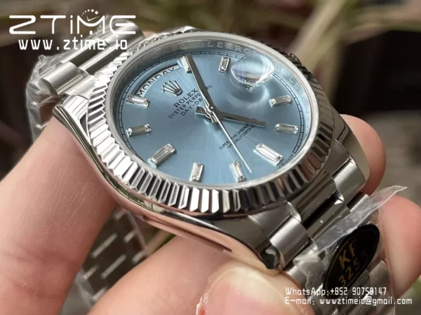 Rolex Day Date 40 SS 228236 KF 1:1 Best Edition Ice Blue Crystal Dial(Gain Weight) - Super Clone Watch | 1:1 Best Version