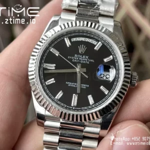 Rolex Day Date 40 SS 228239 KF 1:1 Best Edition Black Crystal Dial (Gain Weight) - Super Clone Watch | 1:1 Best Version