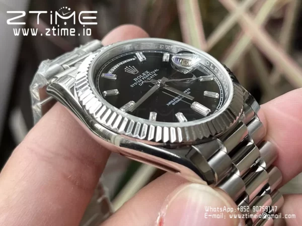Rolex Day Date 40 SS 228239 KF 1:1 Best Edition Black Crystal Dial (Gain Weight) - Super Clone Watch | 1:1 Best Version