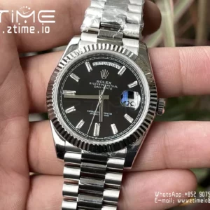 Rolex Day Date 40 SS 228239 KF 1:1 Best Edition Black Crystal Dial (Gain Weight) - Super Clone Watch | 1:1 Best Version