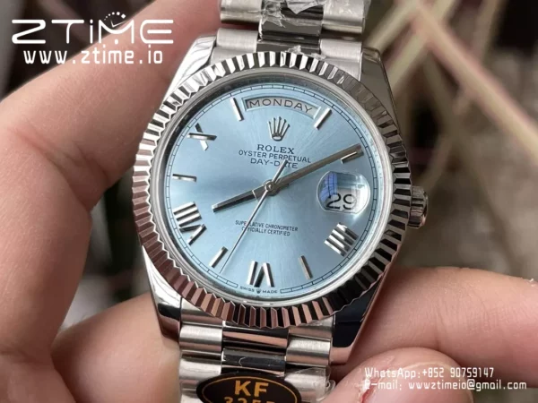 Rolex Day Date 40 SS 228239 KF 1:1 Best Edition Blue Roman Dial (Gain Weight) - Super Clone Watch | 1:1 Best Version