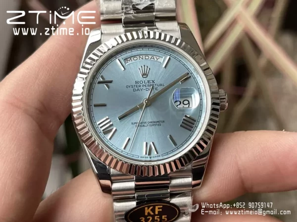 Rolex Day Date 40 SS 228239 KF 1:1 Best Edition Blue Roman Dial (Gain Weight) - Super Clone Watch | 1:1 Best Version
