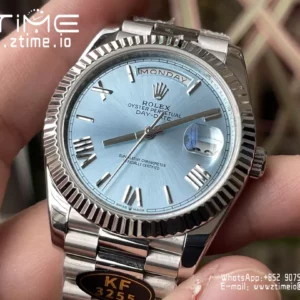 Rolex Day Date 40 SS 228239 KF 1:1 Best Edition Blue Roman Dial (Gain Weight) - Super Clone Watch | 1:1 Best Version