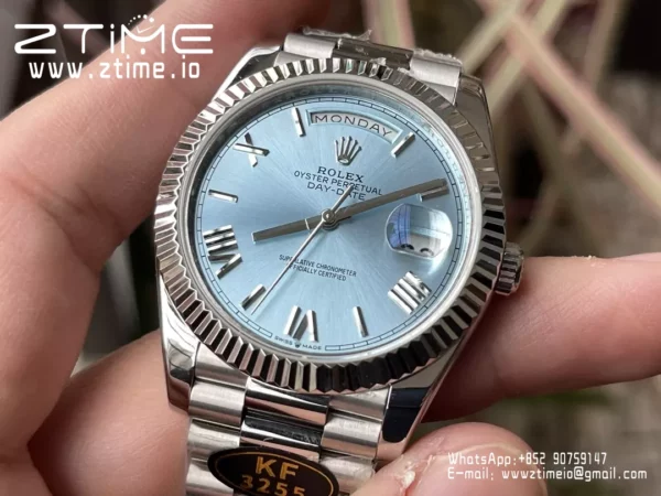 Rolex Day Date 40 SS 228239 KF 1:1 Best Edition Blue Roman Dial (Gain Weight) - Super Clone Watch | 1:1 Best Version