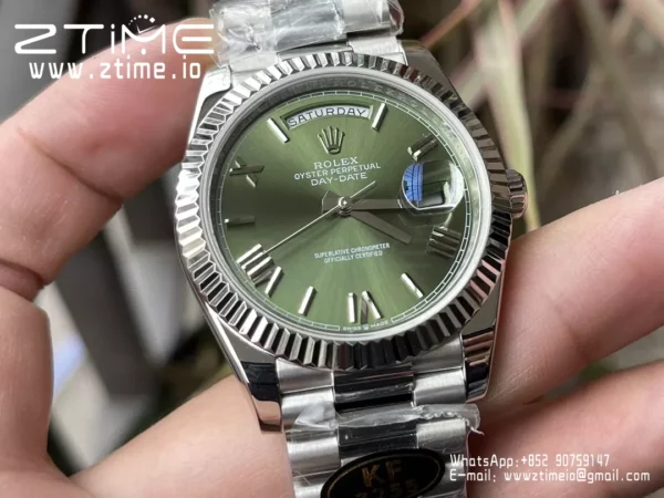 Rolex Day Date 40 SS 228239 KF 1:1 Best Edition Green Roman Dial (Gain Weight) - Super Clone Watch | 1:1 Best Version