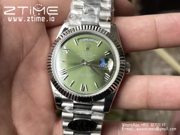 Rolex Day Date 40 SS 228239 KF 1:1 Best Edition Green Roman Dial (Gain Weight) - Super Clone Watch | 1:1 Best Version