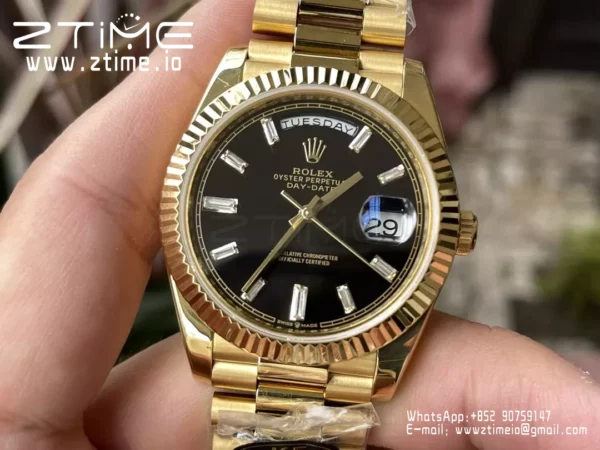 Rolex Day Date 40 YG 228238 KF 1:1 Best Edition Black Crystal Dial(Gain Weight) - Super Clone Watch | 1:1 Best Version