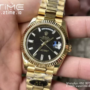 Rolex Day Date 40 YG 228238 KF 1:1 Best Edition Black Crystal Dial(Gain Weight) - Super Clone Watch | 1:1 Best Version