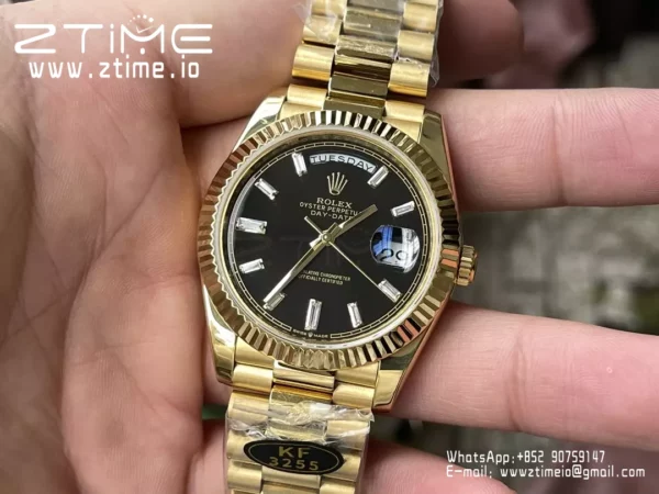 Rolex Day Date 40 YG 228238 KF 1:1 Best Edition Black Crystal Dial(Gain Weight) - Super Clone Watch | 1:1 Best Version