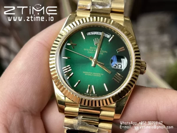 Rolex Day Date 40 YG 228238 KF 1:1 Best Edition Green Ombre Dial (Gain Weight) - Super Clone Watch | 1:1 Best Version