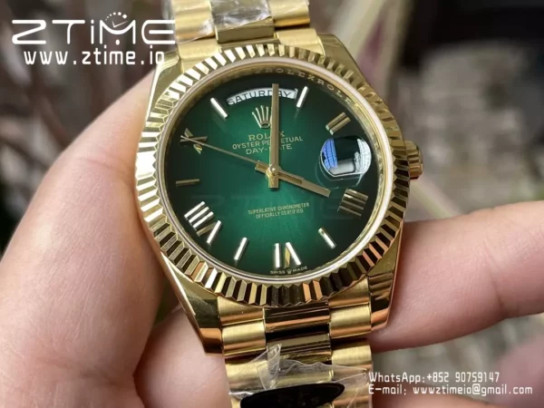 Rolex Day Date 40 YG 228238 KF 1:1 Best Edition Green Ombre Dial (Gain Weight) - Super Clone Watch | 1:1 Best Version