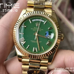 Rolex Day Date 40 YG 228238 KF 1:1 Best Edition Green Roman Dial  (Gain Weight) - Super Clone Watch | 1:1 Best Version