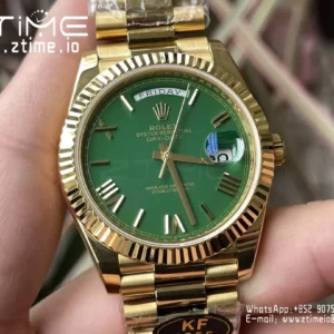 Rolex Day Date 40 YG 228238 KF 1:1 Best Edition Green Roman Dial  (Gain Weight) - Super Clone Watch | 1:1 Best Version