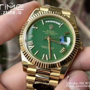 Rolex Day Date 40 YG 228238 KF 1:1 Best Edition Green Roman Dial  (Gain Weight) - Super Clone Watch | 1:1 Best Version