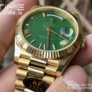 Rolex Day Date 40 YG 228238 KF 1:1 Best Edition Green Roman Dial  (Gain Weight) - Super Clone Watch | 1:1 Best Version